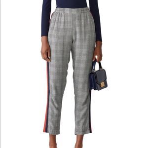 NWT Waverly Grey Kate Plaid Racer Stripe Pants